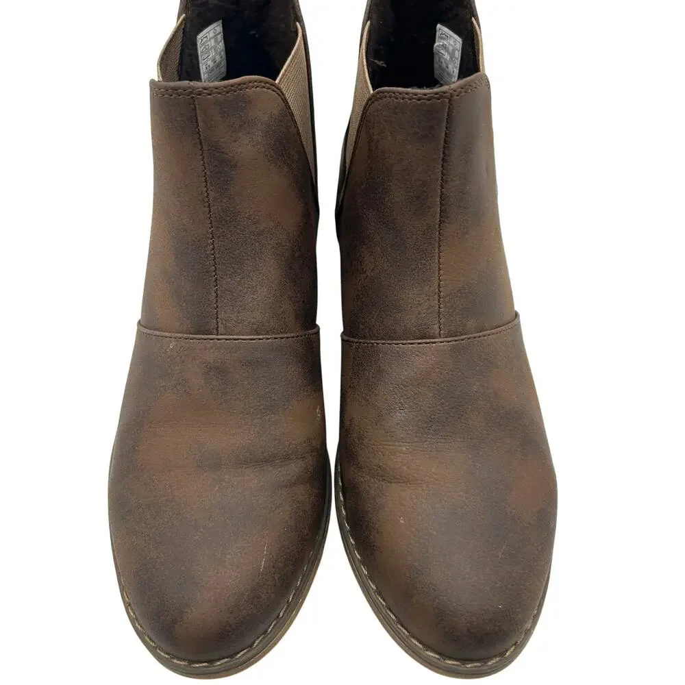 Rocket Dog Maylon Brown Faux Leather Chelsea Ankle Boots 8.5 EU 39 Pull On Fall